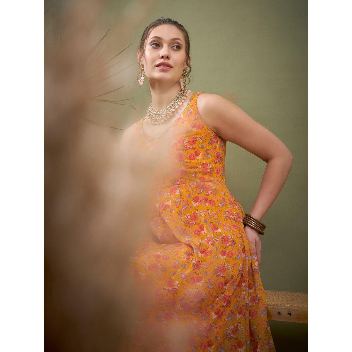 كورتا اناركالي بياقة على شكل قلب ساسافراس × ستايلي-women-clothing-ethnicwear-kurtas-image-7