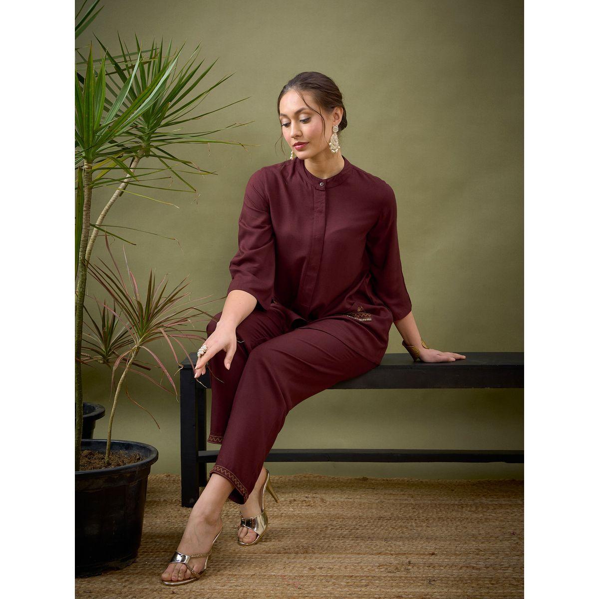 Sassafras X Styli   Embroidered Pocket Shirt & Palazzo Set-women-clothing-coordsets-image-7