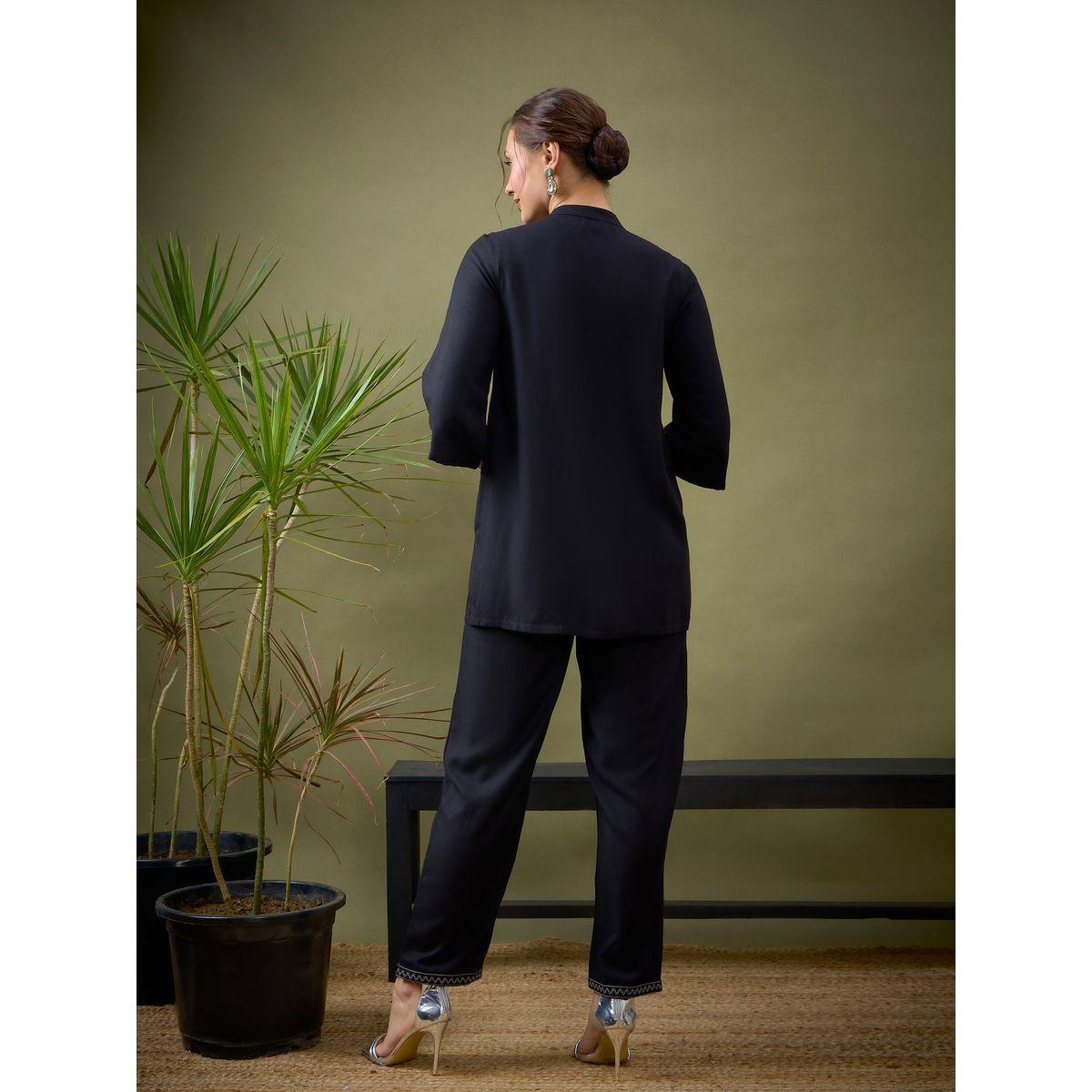 مجموعة من بنطال بالازو مع بلوزة بجيوب مُطرزة ساسافراس × ستايلي-women-clothing-coordsets-image-6