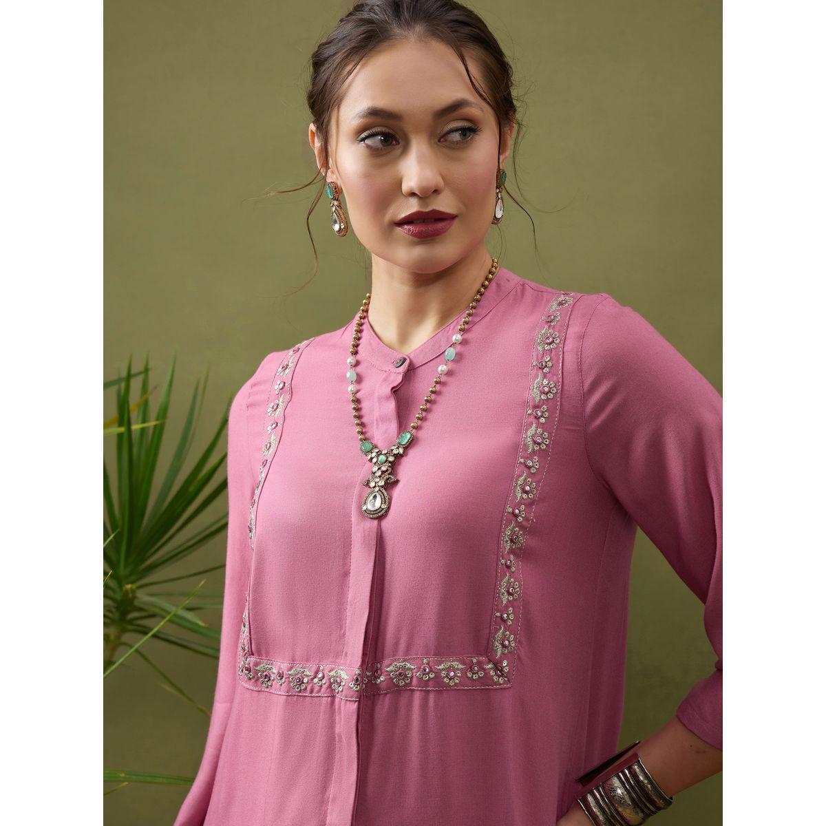 Sassafras X Styli   Embroidered Panel Shirt & Palazzo Set-women-clothing-coordsets-image-4