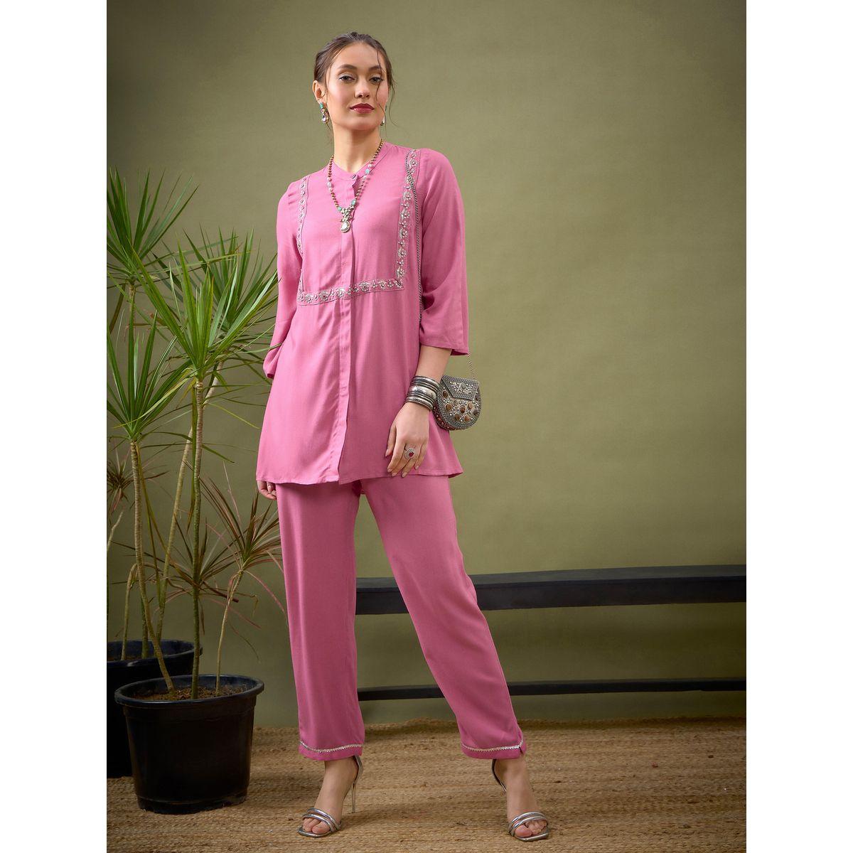 Sassafras X Styli   Embroidered Panel Shirt & Palazzo Set-women-clothing-coordsets-image-8