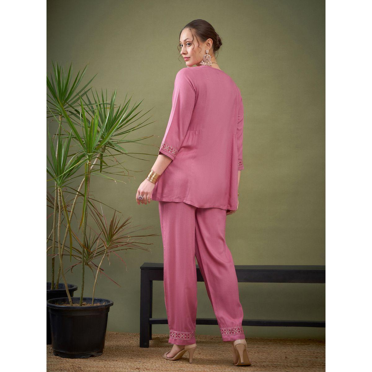 Sassafras X Styli   Embroidered Placket Shirt with Long Sleeves & Pants Co-Ord-women-clothing-coordsets-image-6