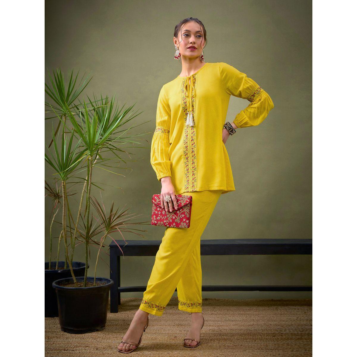 Sassafras X Styli   Embroidery Detail Top with Tassel & Pants Co-Ord-women-clothing-coordsets-image-1
