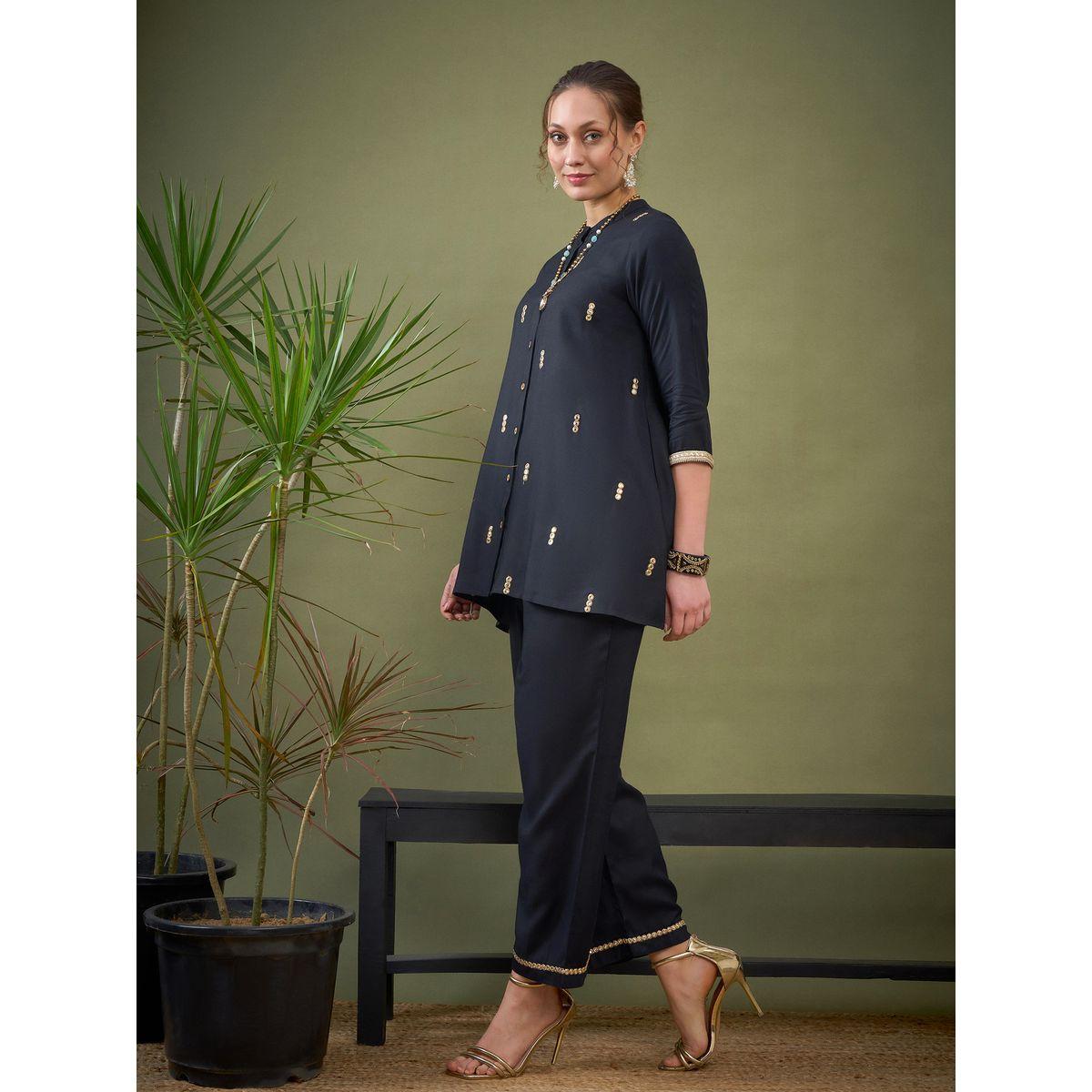 Sassafras X Styli   Mirror Embroidered Shirt & Palazzo Set-women-clothing-coordsets-image-3