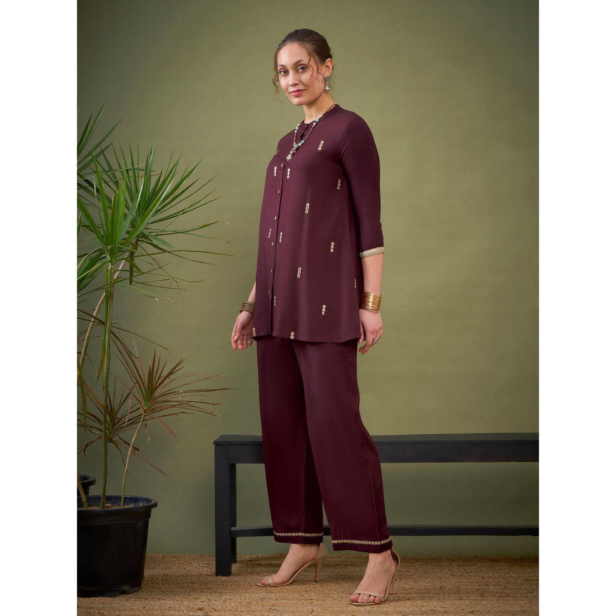 Sassafras X Styli   Mirror Embroidered Shirt & Palazzo Set-women-clothing-coordsets-image-3