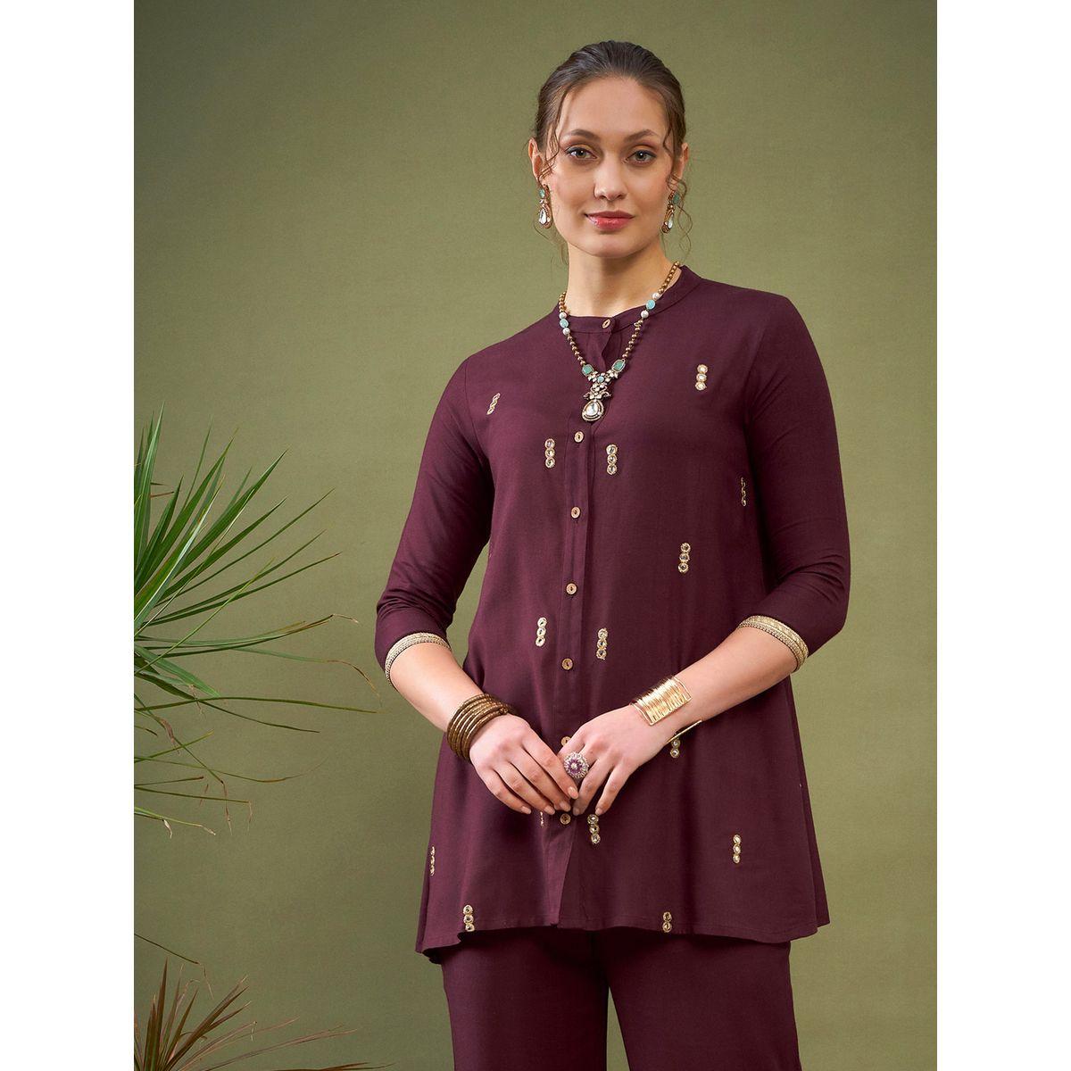 Sassafras X Styli   Mirror Embroidered Shirt & Palazzo Set-women-clothing-coordsets-image-7