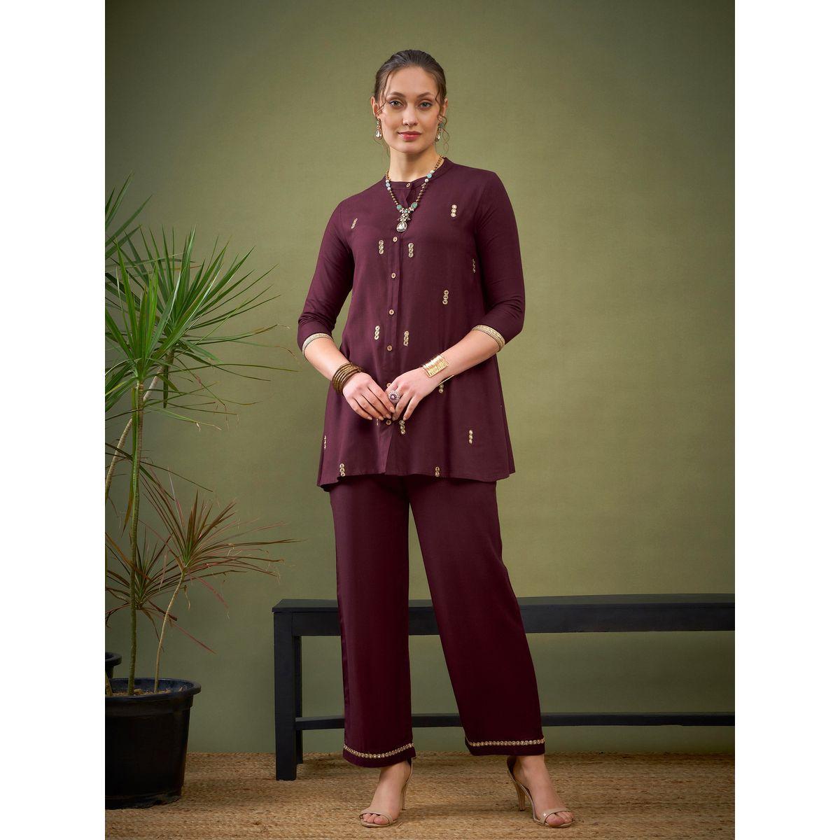 Sassafras X Styli   Mirror Embroidered Shirt & Palazzo Set-women-clothing-coordsets-image-9