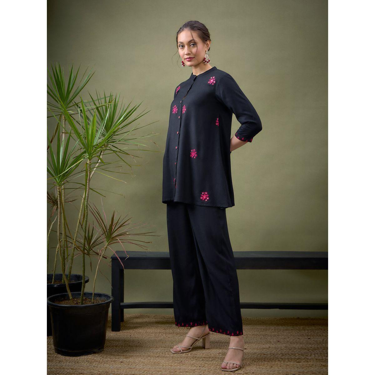 Sassafras X Styli   All Over Embroidered Shirt & Palazzo Set-women-clothing-coordsets-image-3