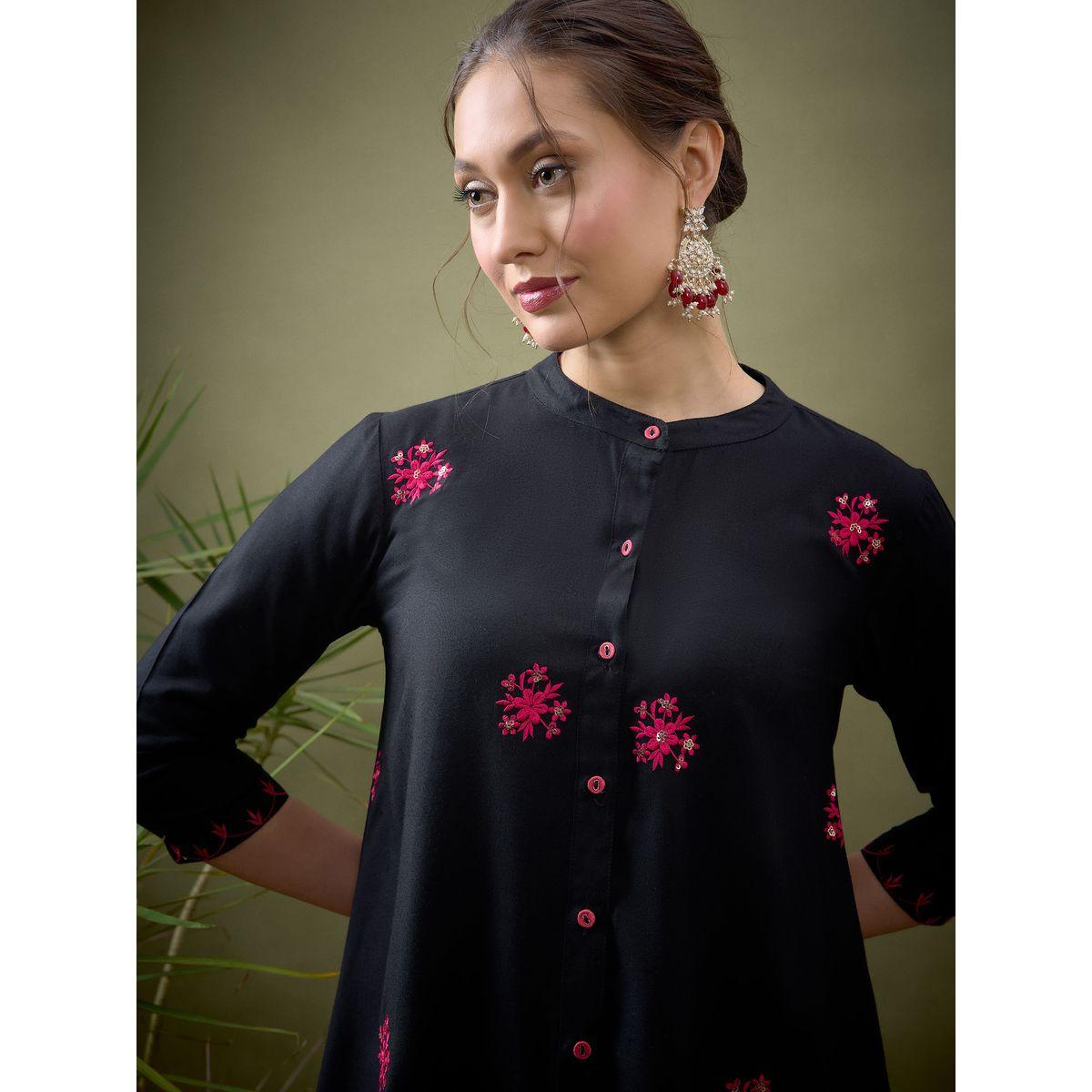 Sassafras X Styli   All Over Embroidered Shirt & Palazzo Set-women-clothing-coordsets-image-4
