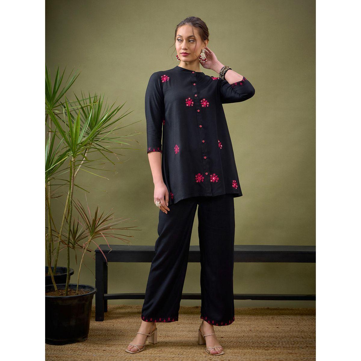 Sassafras X Styli   All Over Embroidered Shirt & Palazzo Set-women-clothing-coordsets-image-7