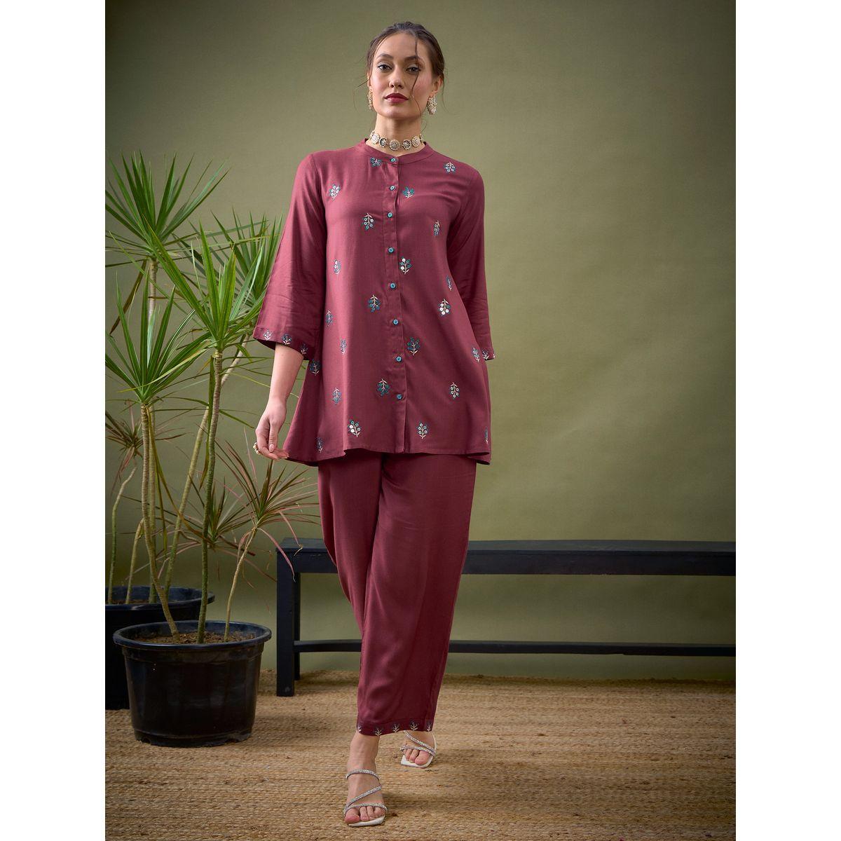 Sassafras X Styli    Embroidery Detail Shirt & Palazzos Co-Ords-women-clothing-coordsets-image-7