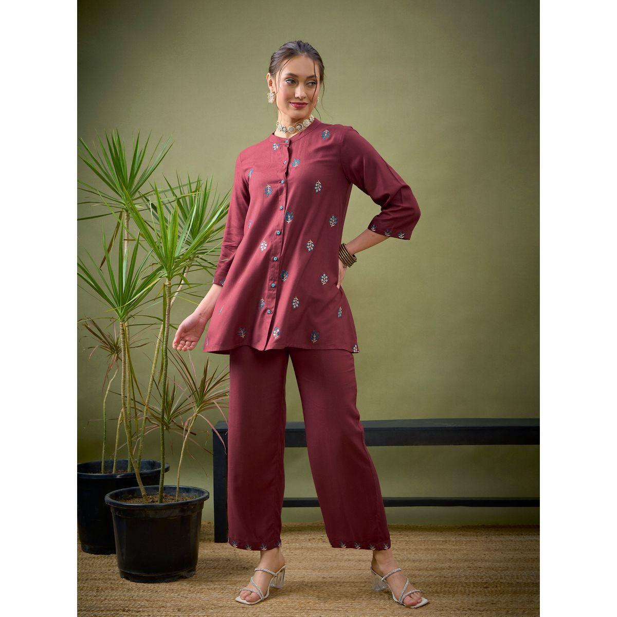 Sassafras X Styli    Embroidery Detail Shirt & Palazzos Co-Ords-women-clothing-coordsets-image-9