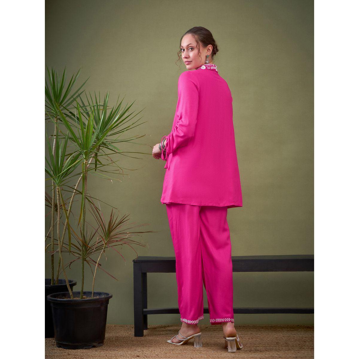 Sassafras X Styli   Collar Embroidered Shirt & Palazzo Set-women-clothing-coordsets-image-6