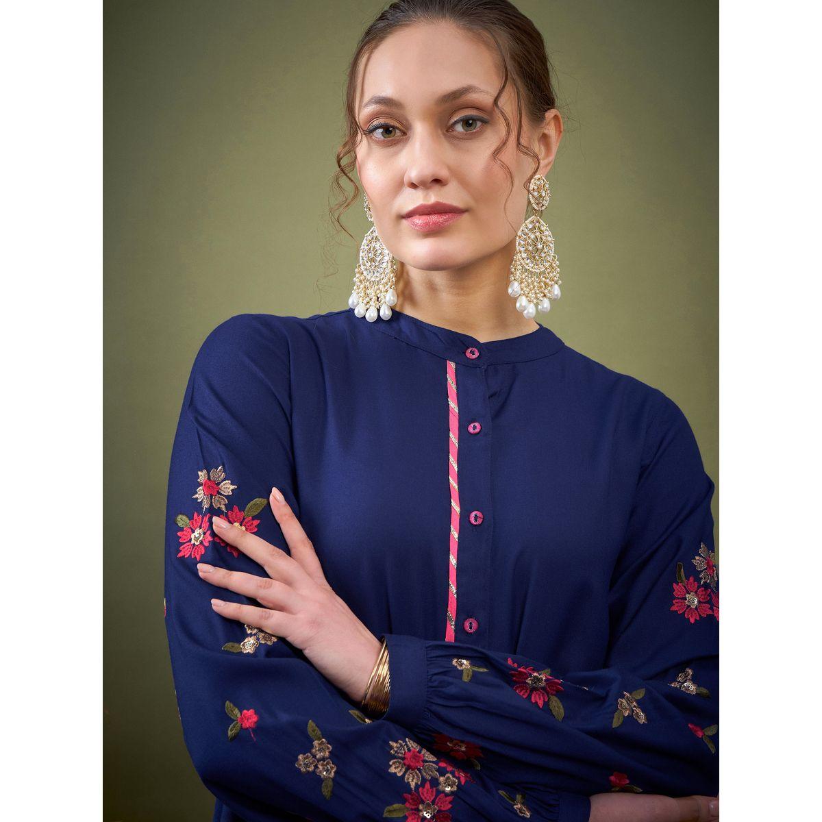 Sassafras X Styli   Floral Embroidered Sleeve Shirt & Pants Co-Ord-women-clothing-coordsets-image-4