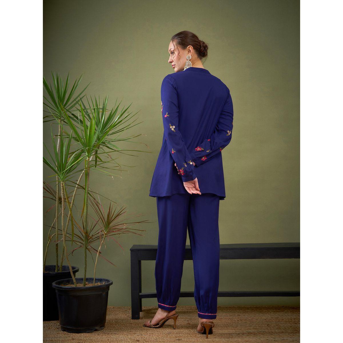 Sassafras X Styli   Floral Embroidered Sleeve Shirt & Pants Co-Ord-women-clothing-coordsets-image-6