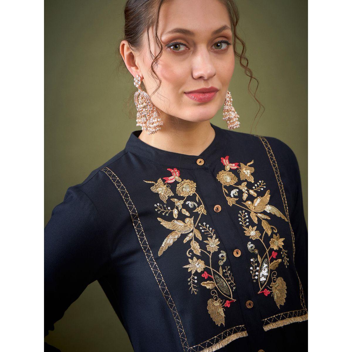 مجموعة من بنطال مع بلوزة بياقة ماندارين ساسافراس × ستايلي-women-clothing-coordsets-image-6