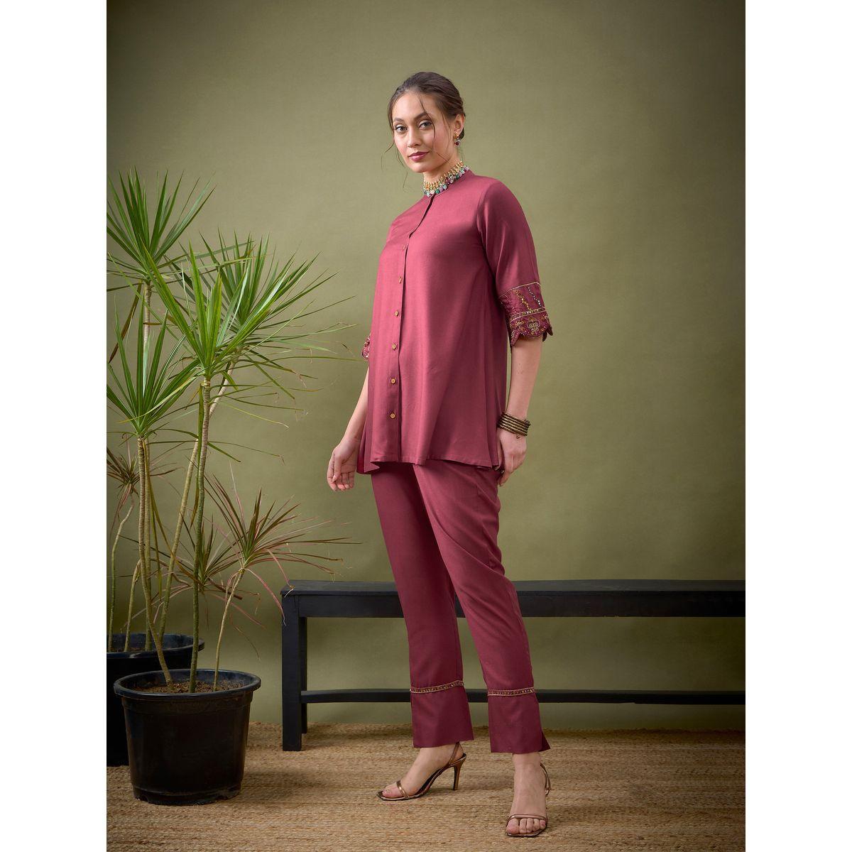 Sassafras X Styli   Embroidered Sleeve Shirt & Pants Co-Ord-women-clothing-coordsets-image-8