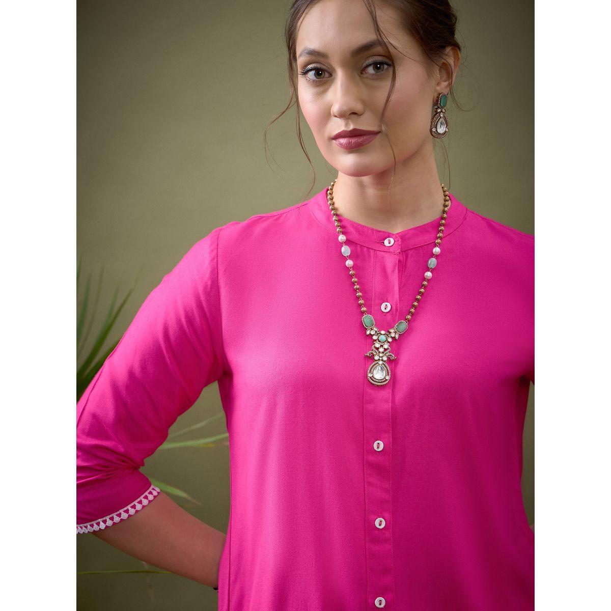 Sassafras X Styli   Embroidered Hem Placket Shirt & Pants Co-Ord-women-clothing-coordsets-image-4