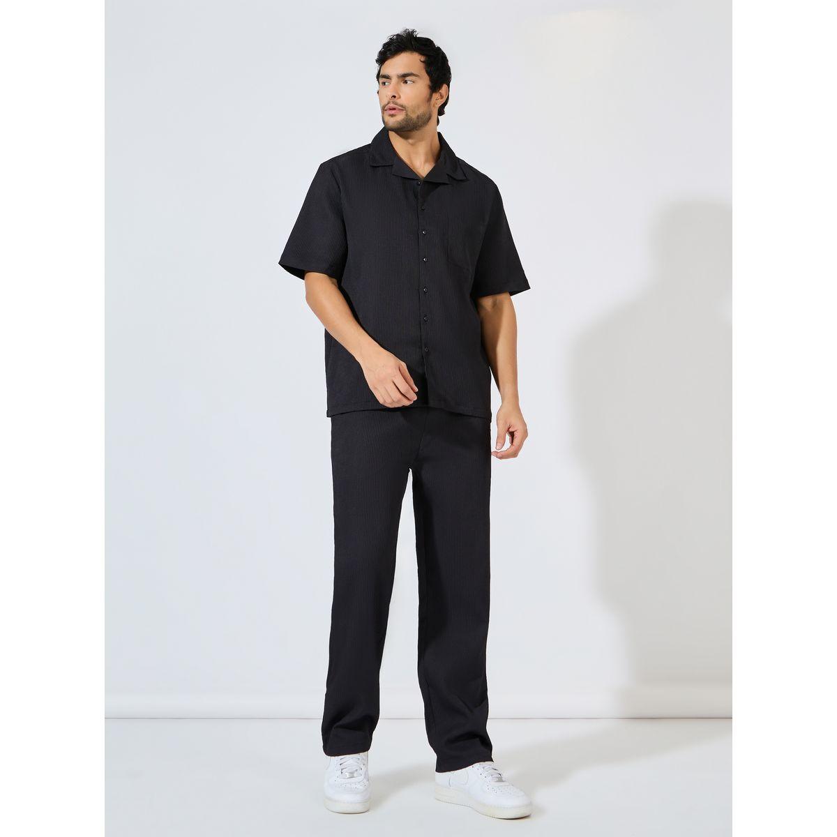 طقم منسق من بنطال مع قميص بياقة ريزورت-men-clothing-coordsets-image-3