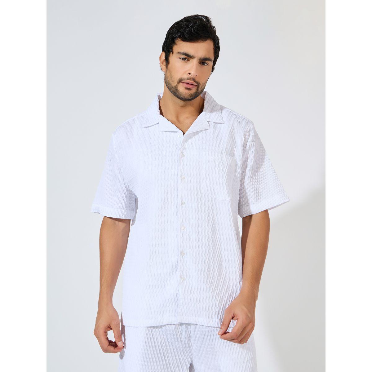 Styli Relaxed Fit Textured Woven Shirt & Shorts Co-Ords-men-clothing-coordsets-image-4