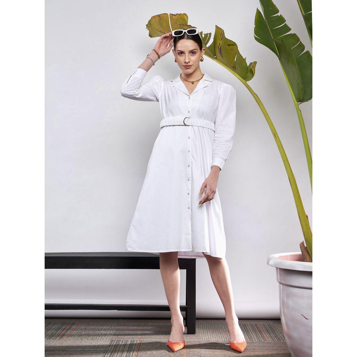 فستان حزام خصر مزموم مع اكمام منفوخة ساسافراس × ستايلي-women-clothing-dresses-image-1