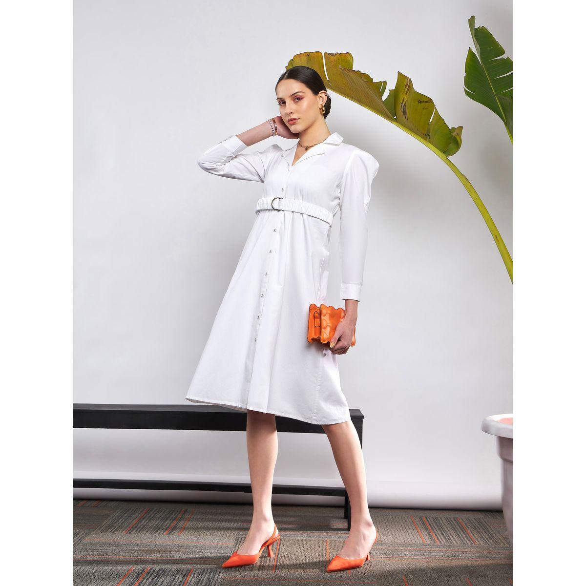فستان حزام خصر مزموم مع اكمام منفوخة ساسافراس × ستايلي-women-clothing-dresses-image-2
