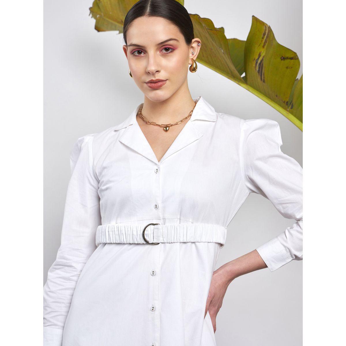 فستان حزام خصر مزموم مع اكمام منفوخة ساسافراس × ستايلي-women-clothing-dresses-image-4