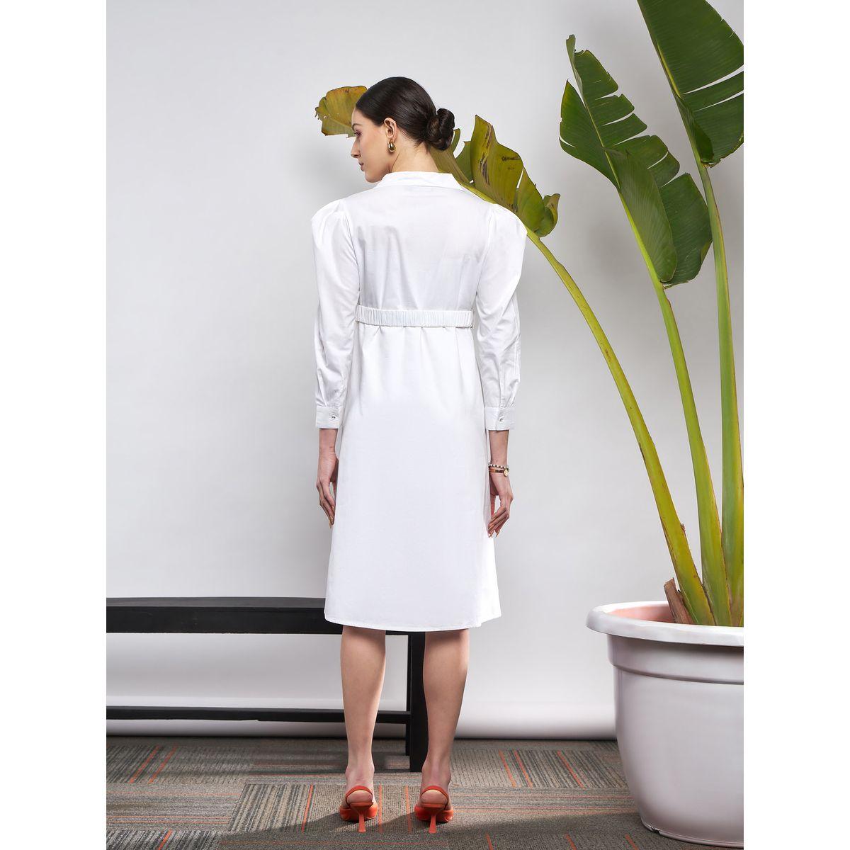 فستان حزام خصر مزموم مع اكمام منفوخة ساسافراس × ستايلي-women-clothing-dresses-image-5