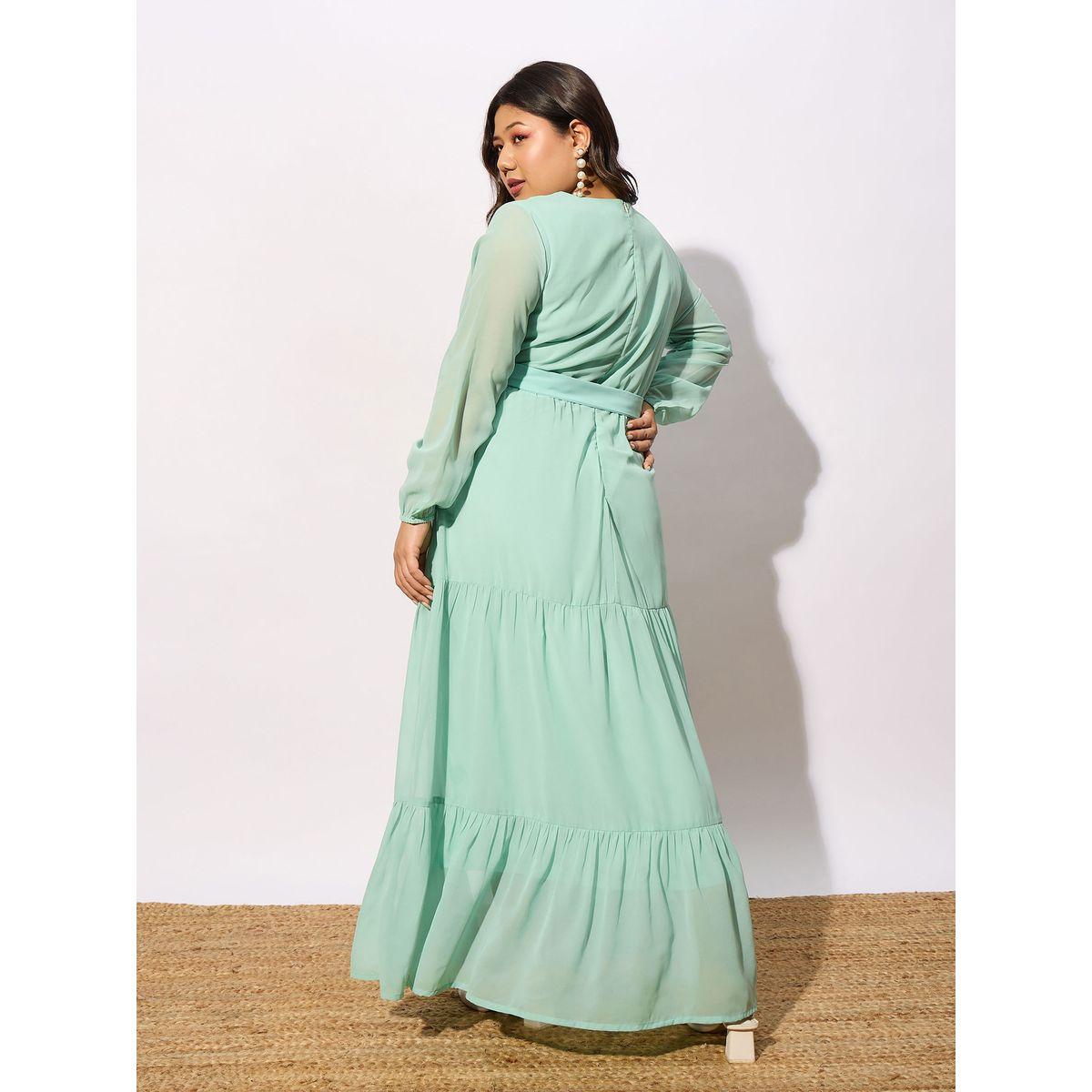 Sassafras X Styli  Plus Belted Tiered Maxi Dress with Sheer Sleeve-women-clothing-dresses-image-6
