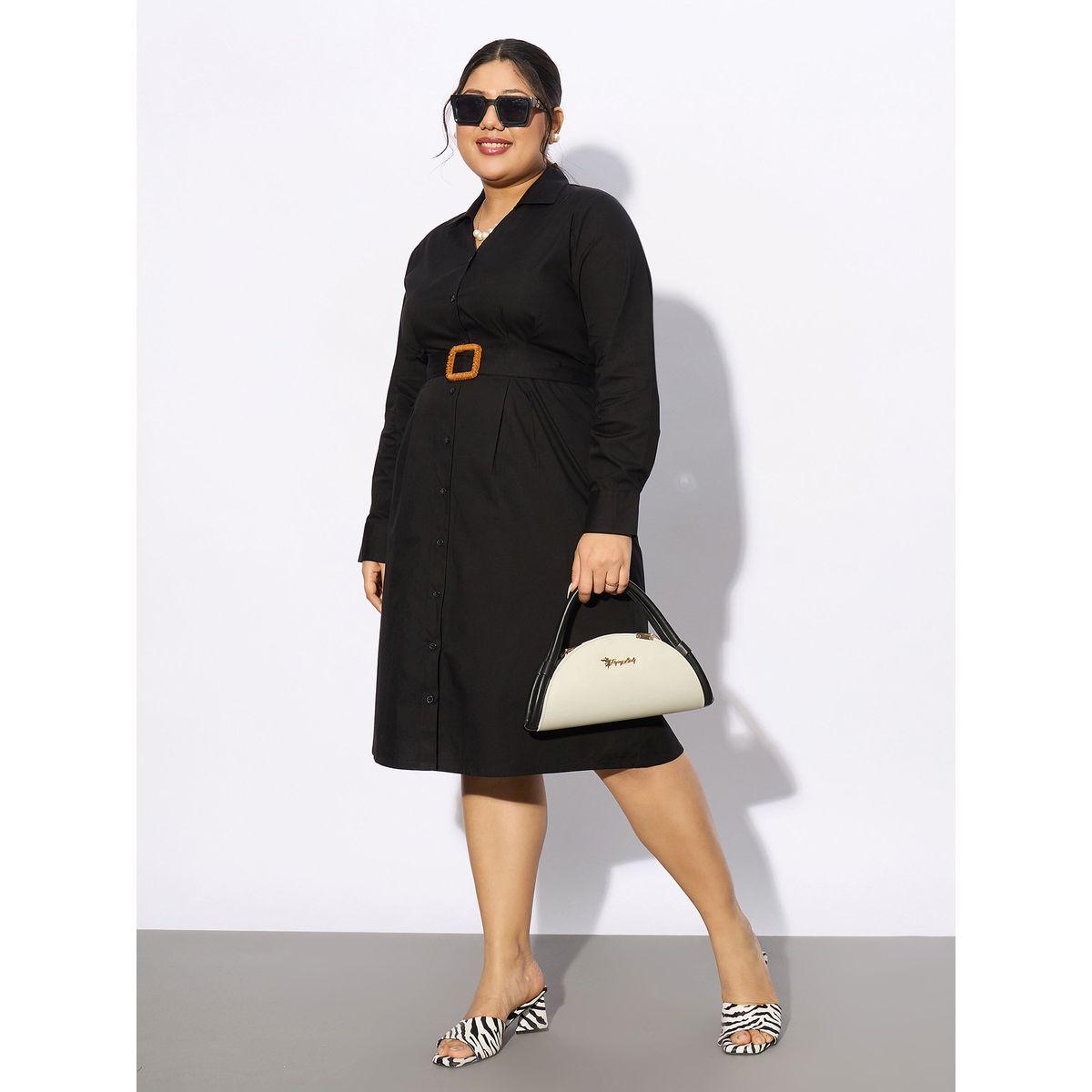 فستان بمقاس كبير مع حزام خصر ساسافراس × ستايلي-women-clothing-dresses-image-1