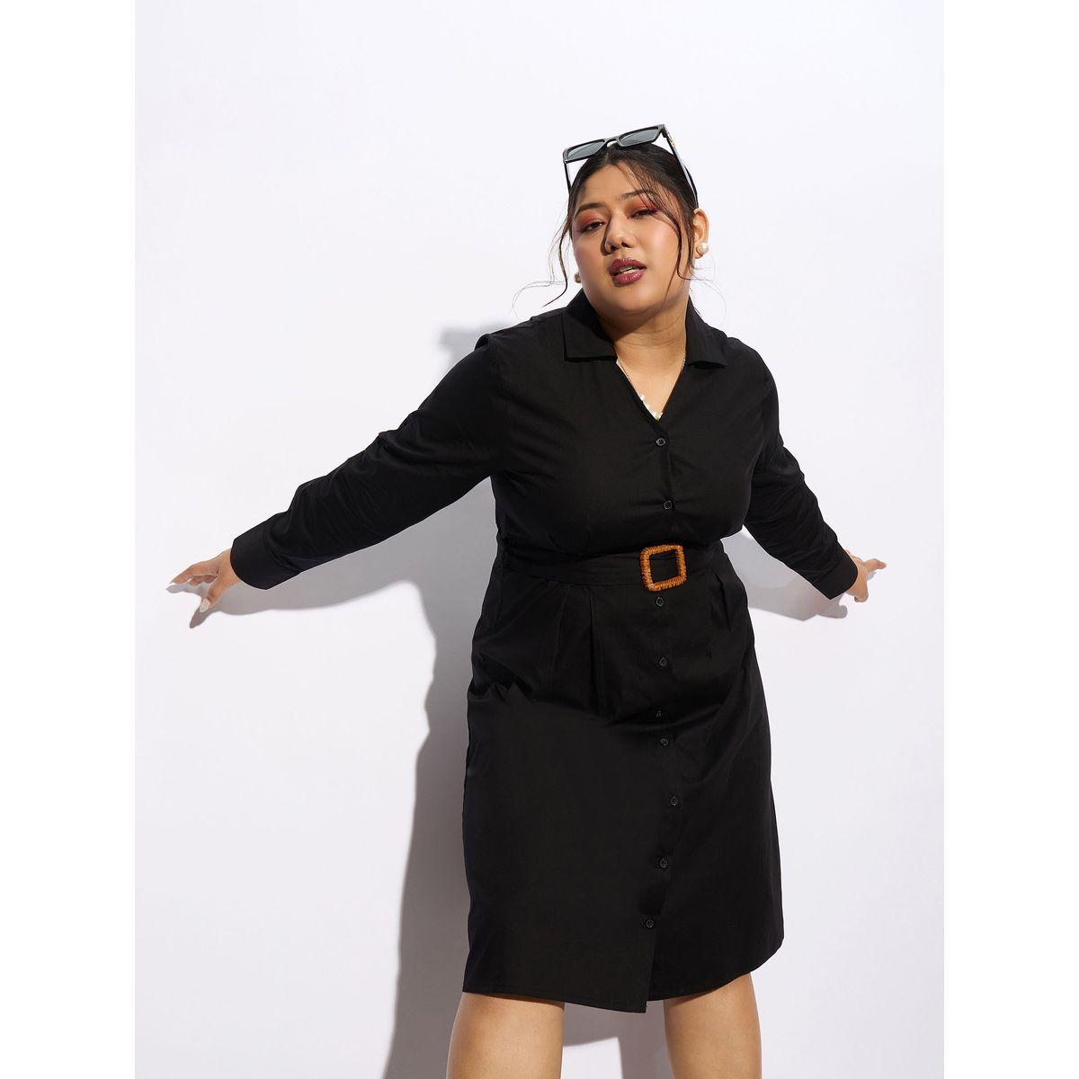 فستان بمقاس كبير مع حزام خصر ساسافراس × ستايلي-women-clothing-dresses-image-2