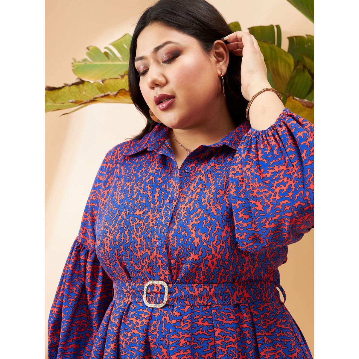فستان ميدي بمقاس كبير مع حزام خصر ساسافراس × ستايلي-women-clothing-dresses-image-4