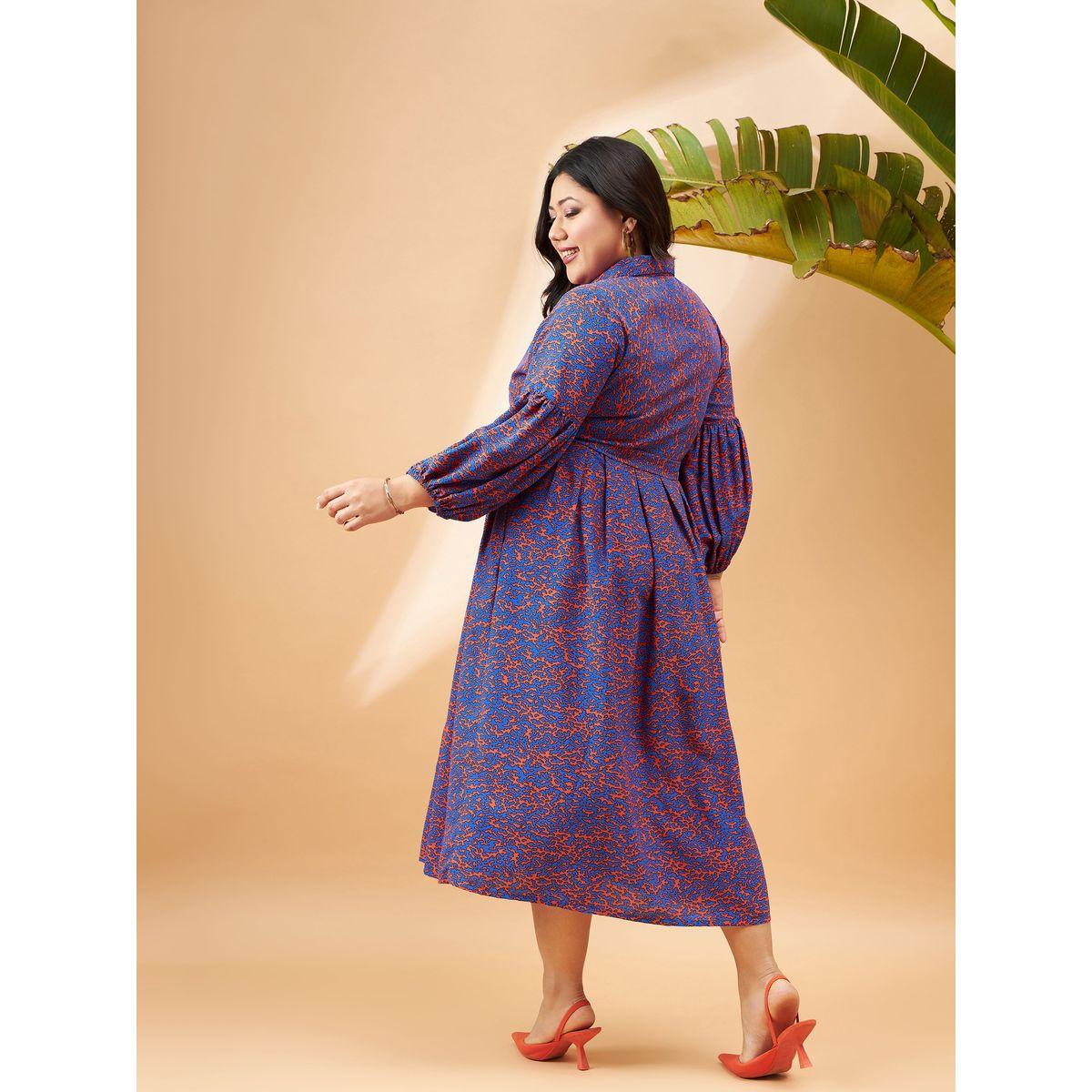 فستان ميدي بمقاس كبير مع حزام خصر ساسافراس × ستايلي-women-clothing-dresses-image-6