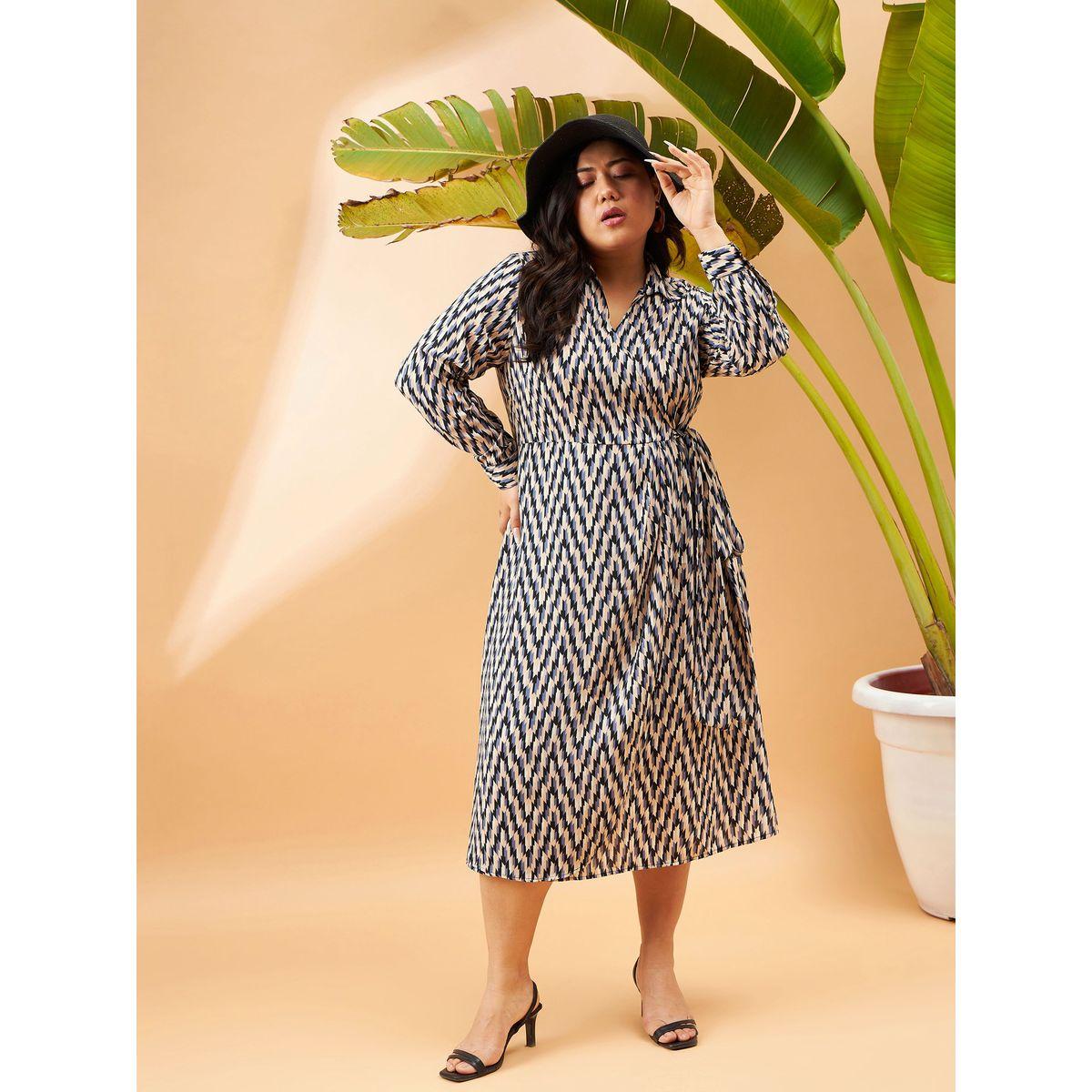 فستان ميدي بمقاس كبير ونمط لف ساسافراس × ستايلي-women-clothing-dresses-image-2