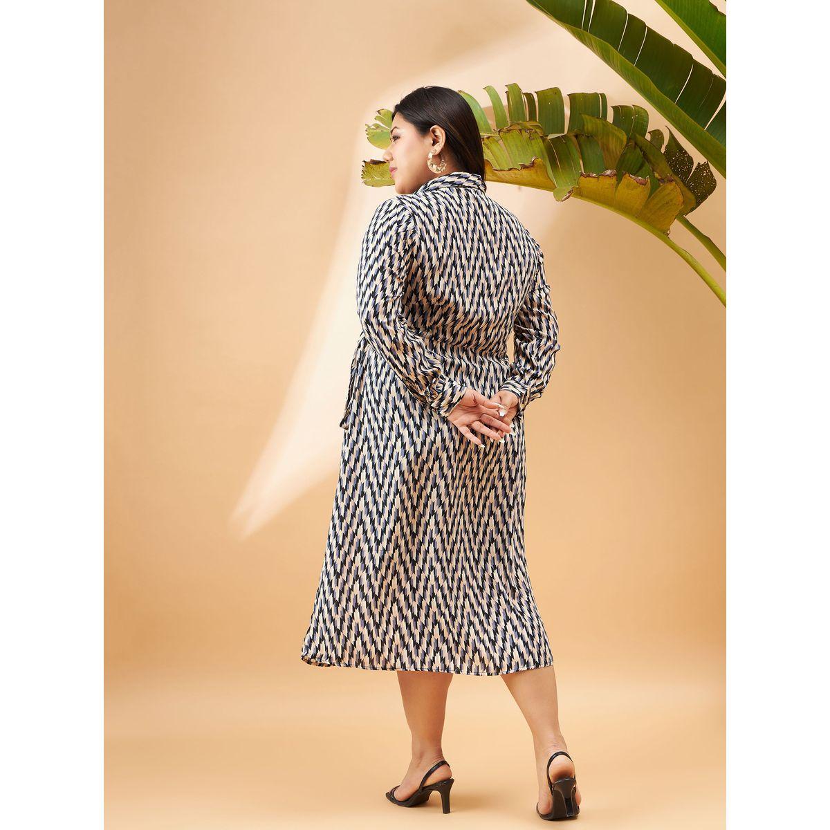 Sassafras X Styli  Plus Geometric Print Wrap Midi Dress-women-clothing-dresses-image-5