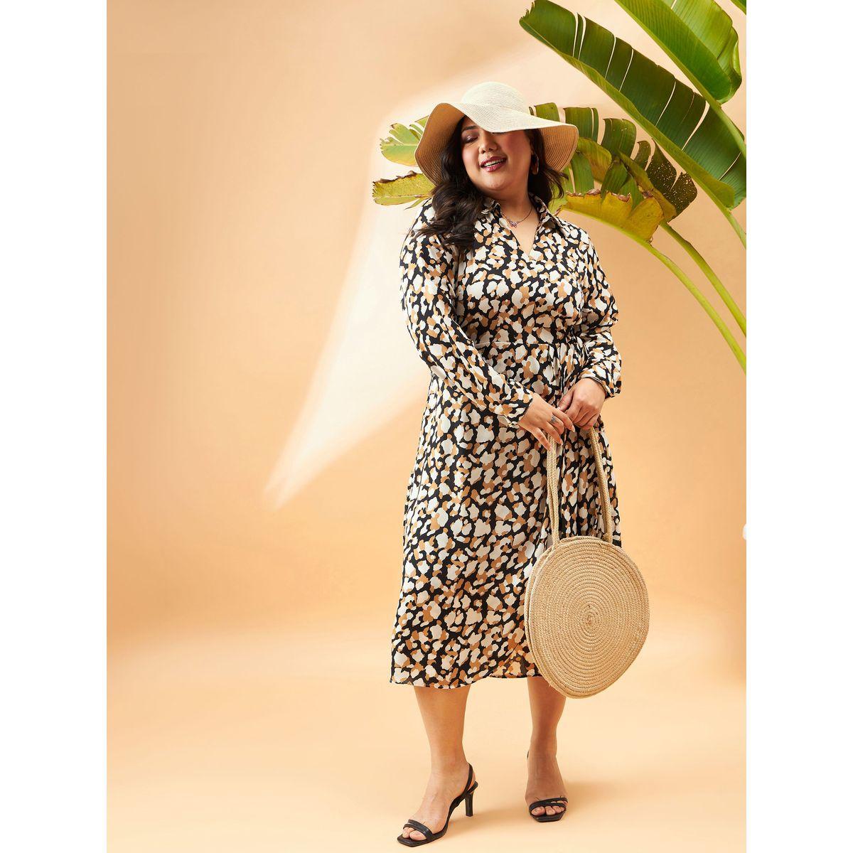 فستان ميدي بمقاس كبير ونمط لف ساسافراس × ستايلي-women-clothing-dresses-image-2