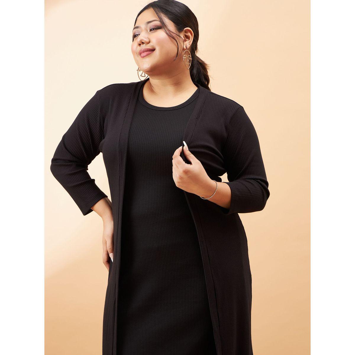 مجموعة من فستان ميدي بديكون بمقاس كبير مع كيمونو ساسافراس × ستايلي-women-clothing-dresses-image-4