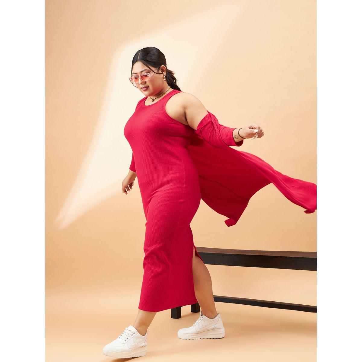 مجموعة من فستان ميدي بديكون بمقاس كبير مع كيمونو ساسافراس × ستايلي-women-clothing-dresses-image-2