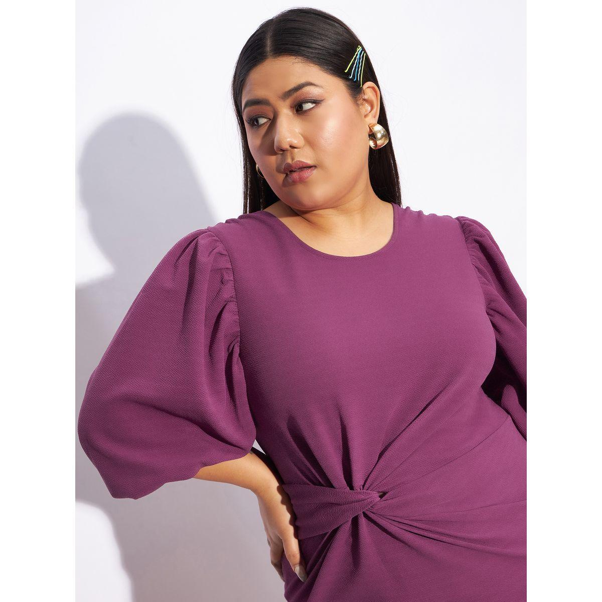 Sassafras X Styli  Plus Front Twisted Knot Bodycon Midi Dress-women-clothing-dresses-image-4