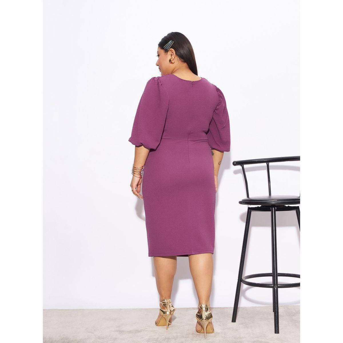 Sassafras X Styli  Plus Front Twisted Knot Bodycon Midi Dress-women-clothing-dresses-image-5