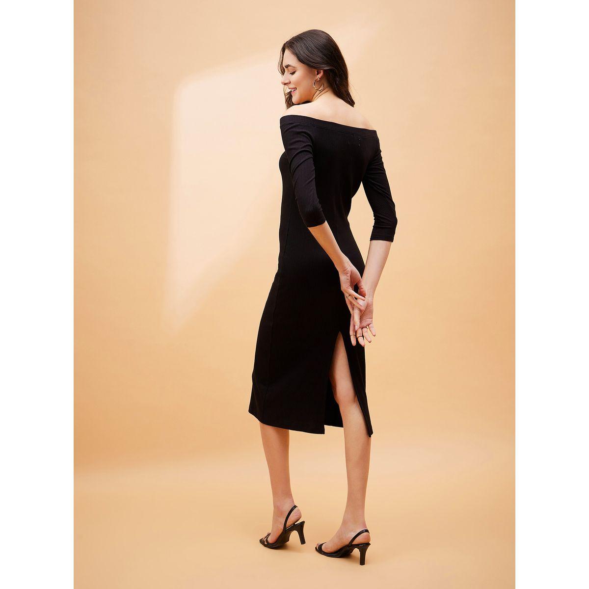 فستان ميدي ضيق باكتاف مكشوفة ساسافراس × ستايلي-women-clothing-dresses-image-5