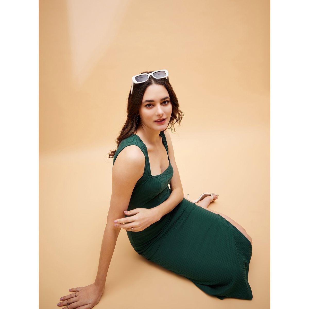 فستان ميدي ضيق بشق جانبي ساسافراس × ستايلي-women-clothing-dresses-image-2