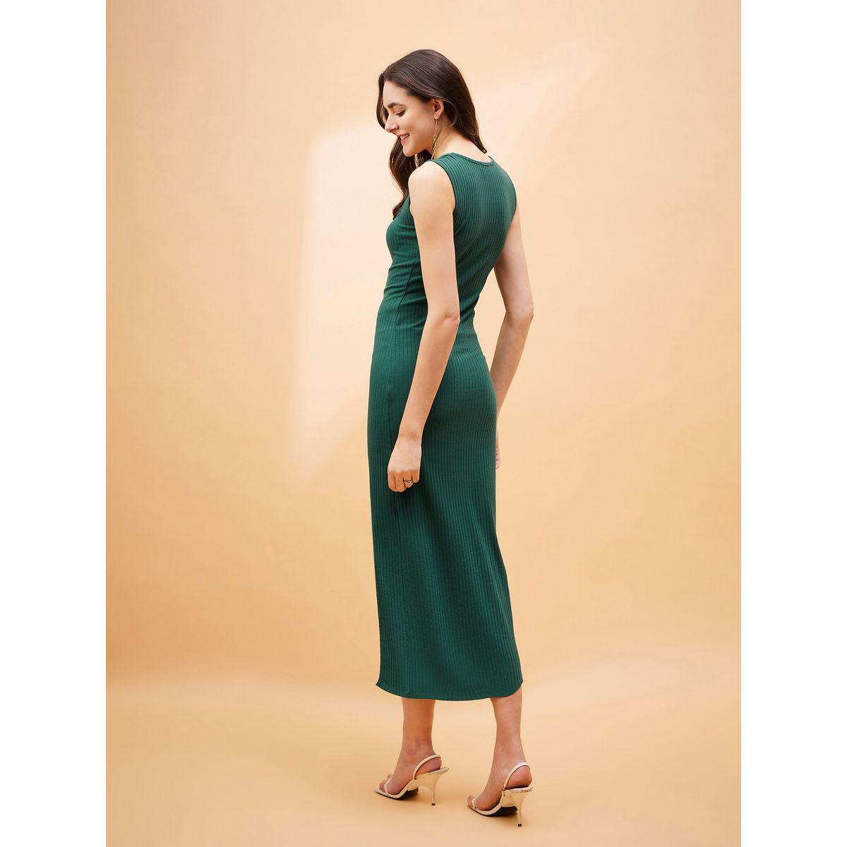 Sassafras X Styli  Ribbed Bodycon Midi Dress with Side Slit-women-clothing-dresses-image-5