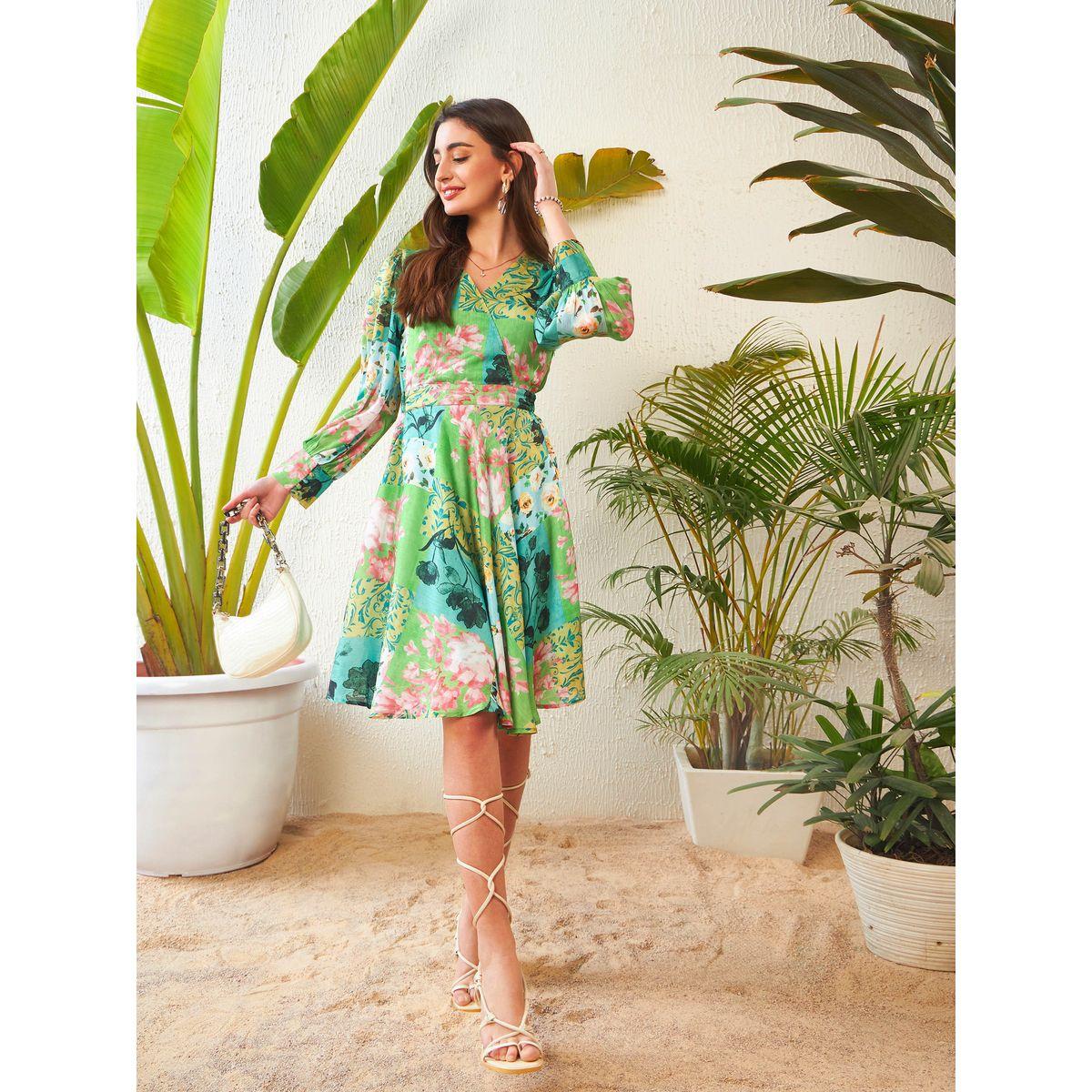 فستان سكاتر مطبع بزهور ونمط لف ساسافراس × ستايلي-women-clothing-dresses-image-6