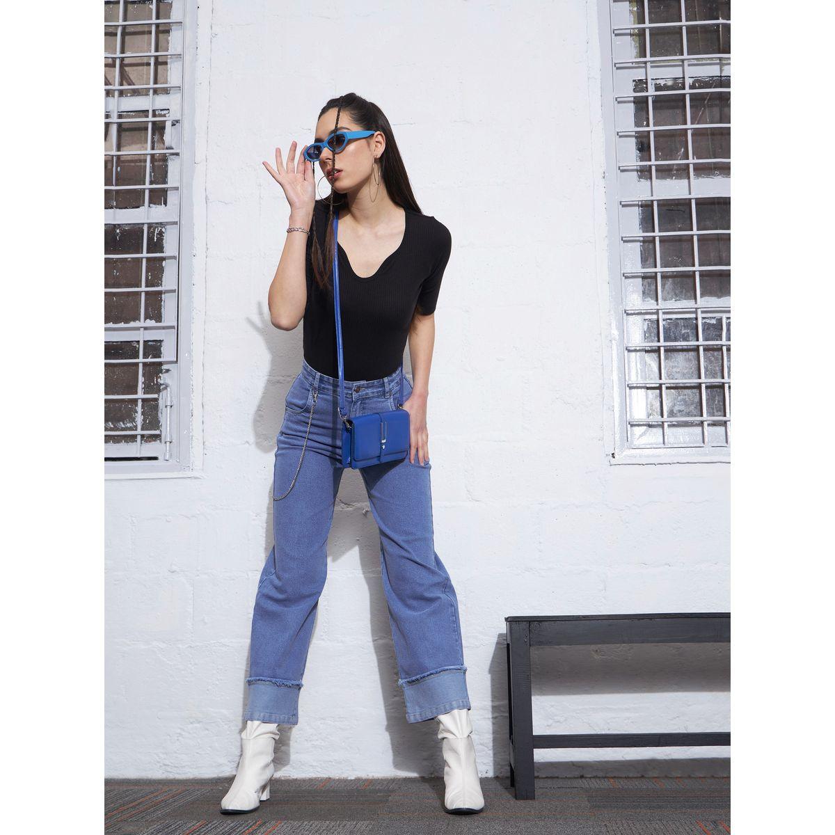 جينز مزين بسلسلة وتفاصيل مُحاكة ساسافراس × ستايلي-women-clothing-bottoms-jeans-image-2