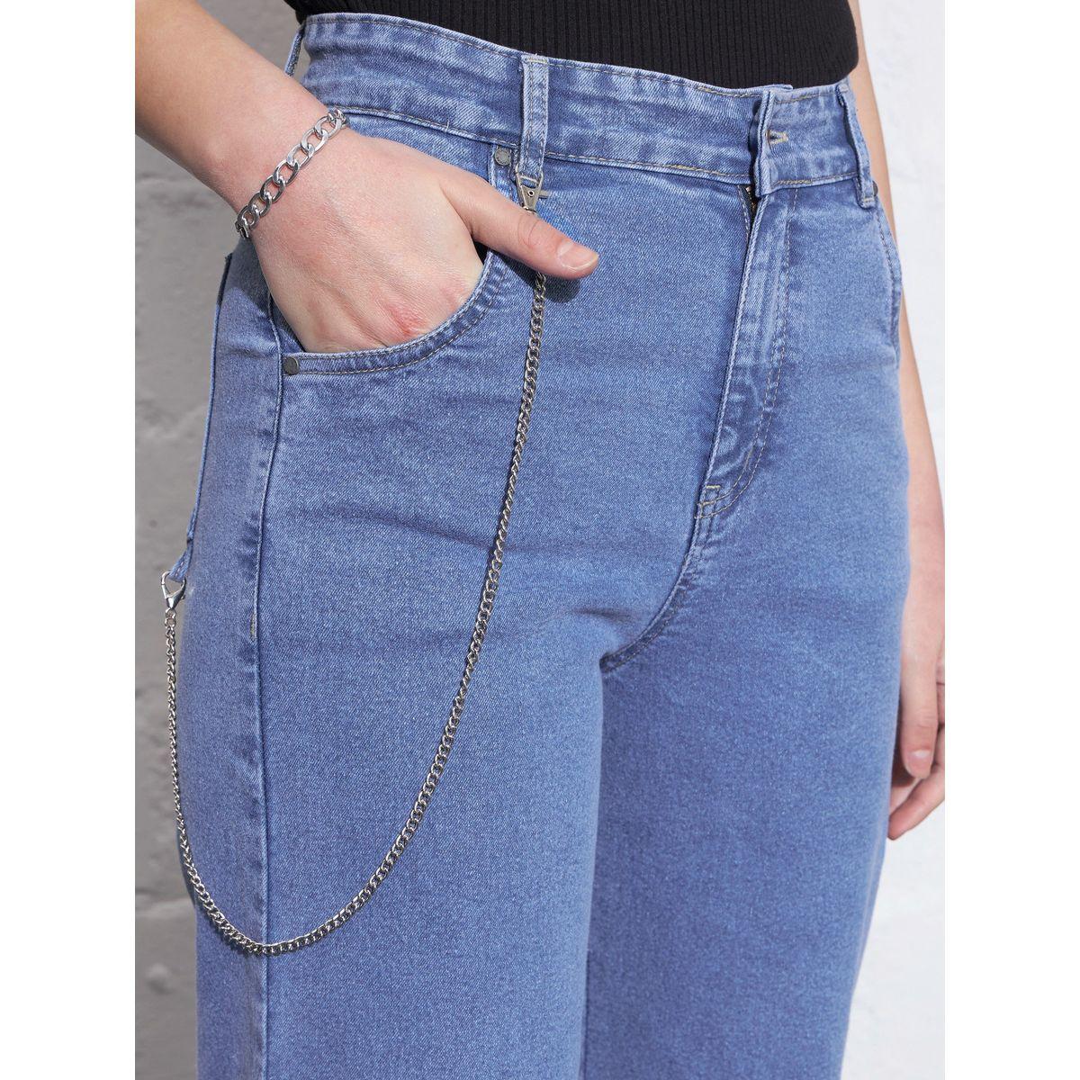 جينز مزين بسلسلة وتفاصيل مُحاكة ساسافراس × ستايلي-women-clothing-bottoms-jeans-image-4