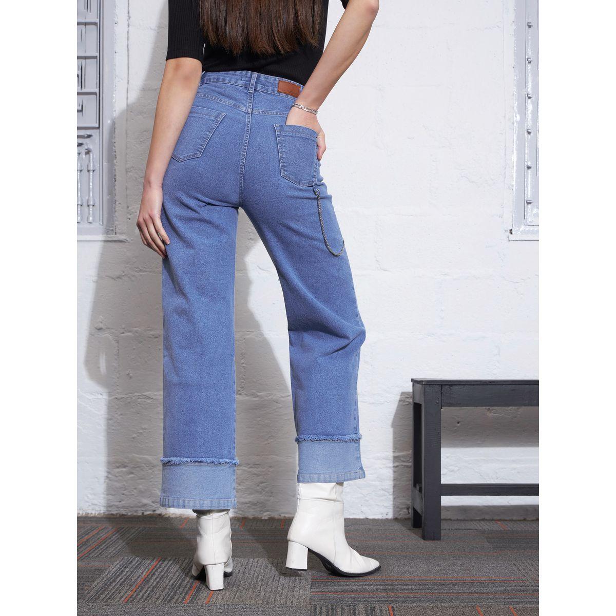 جينز مزين بسلسلة وتفاصيل مُحاكة ساسافراس × ستايلي-women-clothing-bottoms-jeans-image-5