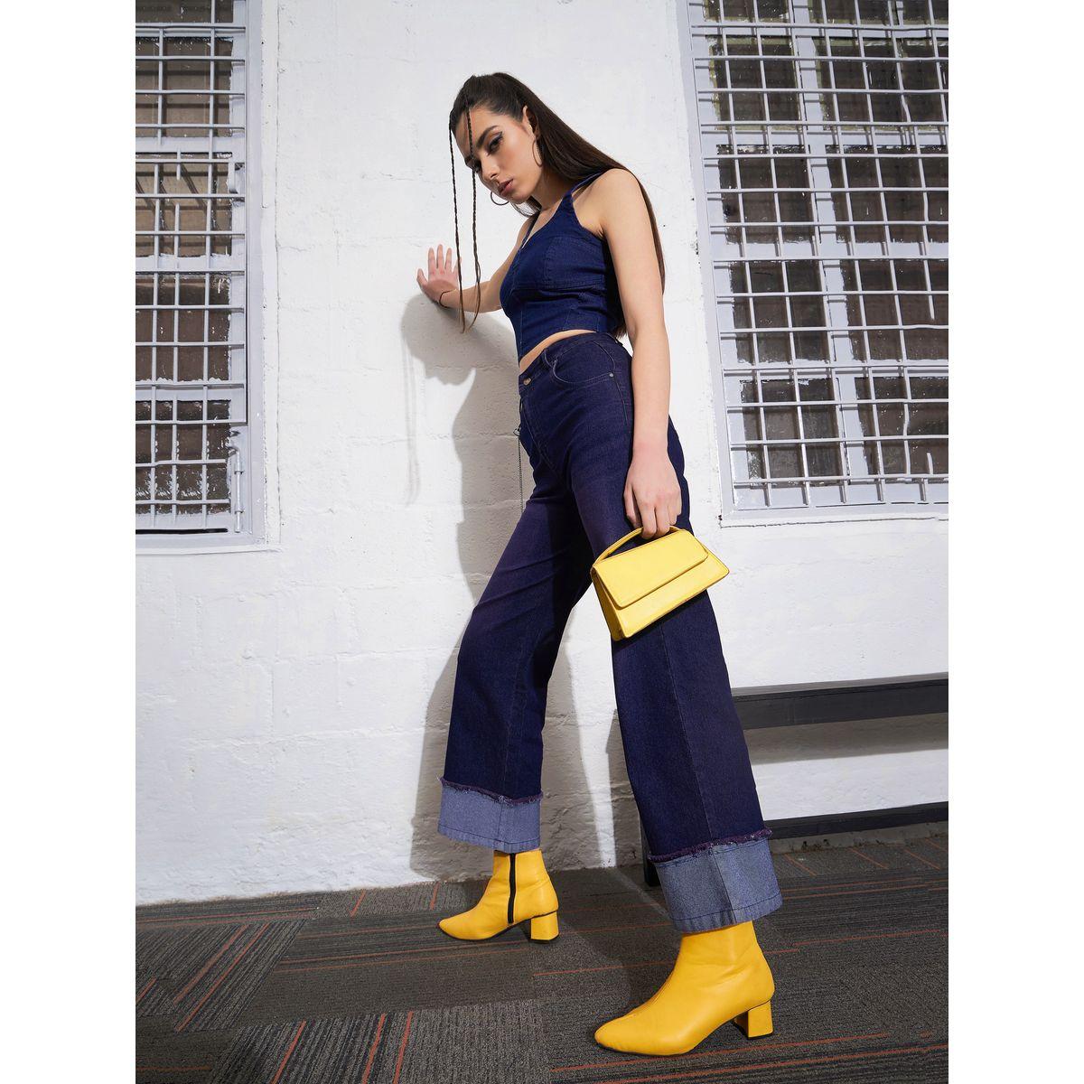 جينز مزين بسلسلة وتفاصيل مُحاكة ساسافراس × ستايلي-women-clothing-bottoms-jeans-image-2