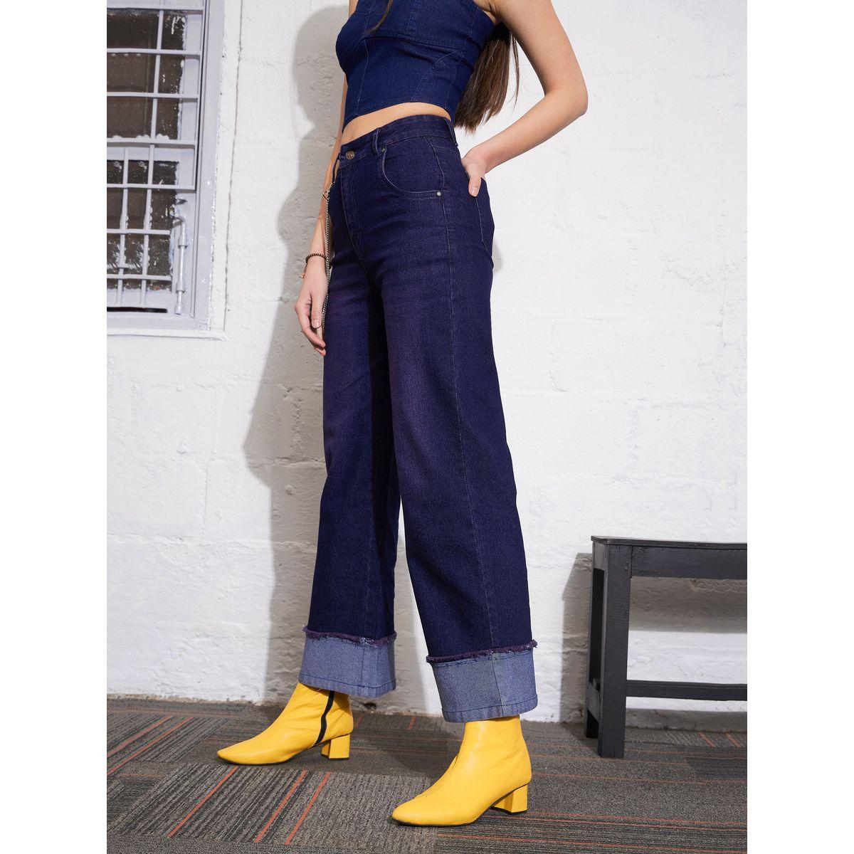 جينز مزين بسلسلة وتفاصيل مُحاكة ساسافراس × ستايلي-women-clothing-bottoms-jeans-image-3