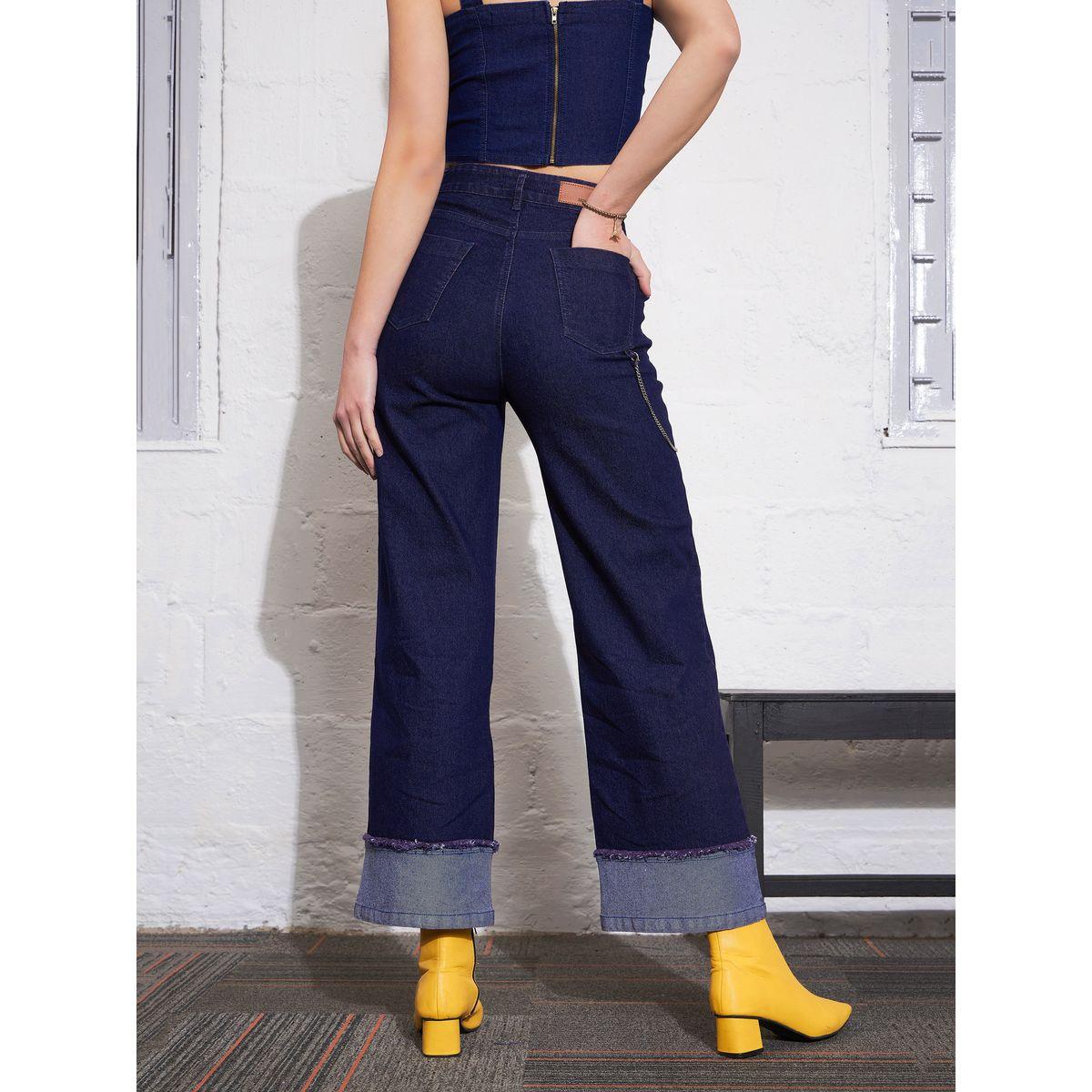 جينز مزين بسلسلة وتفاصيل مُحاكة ساسافراس × ستايلي-women-clothing-bottoms-jeans-image-5
